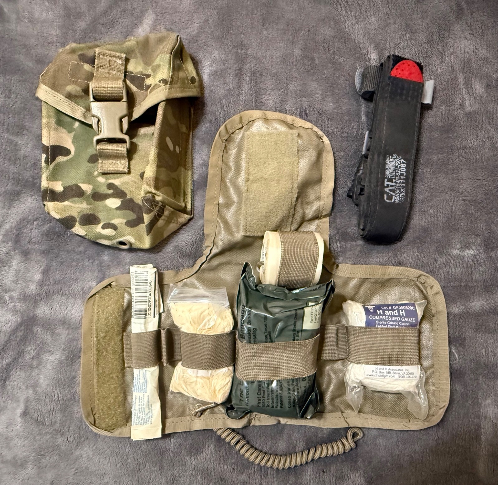 US Army Molle IFAK Individual First Aid Kit Pouch OCP w Components