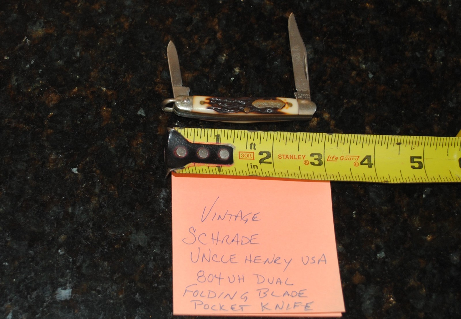 Vintage Schrade Uncle Henry 804UH Dual Folding Blade Brown Handle Pocket Knife