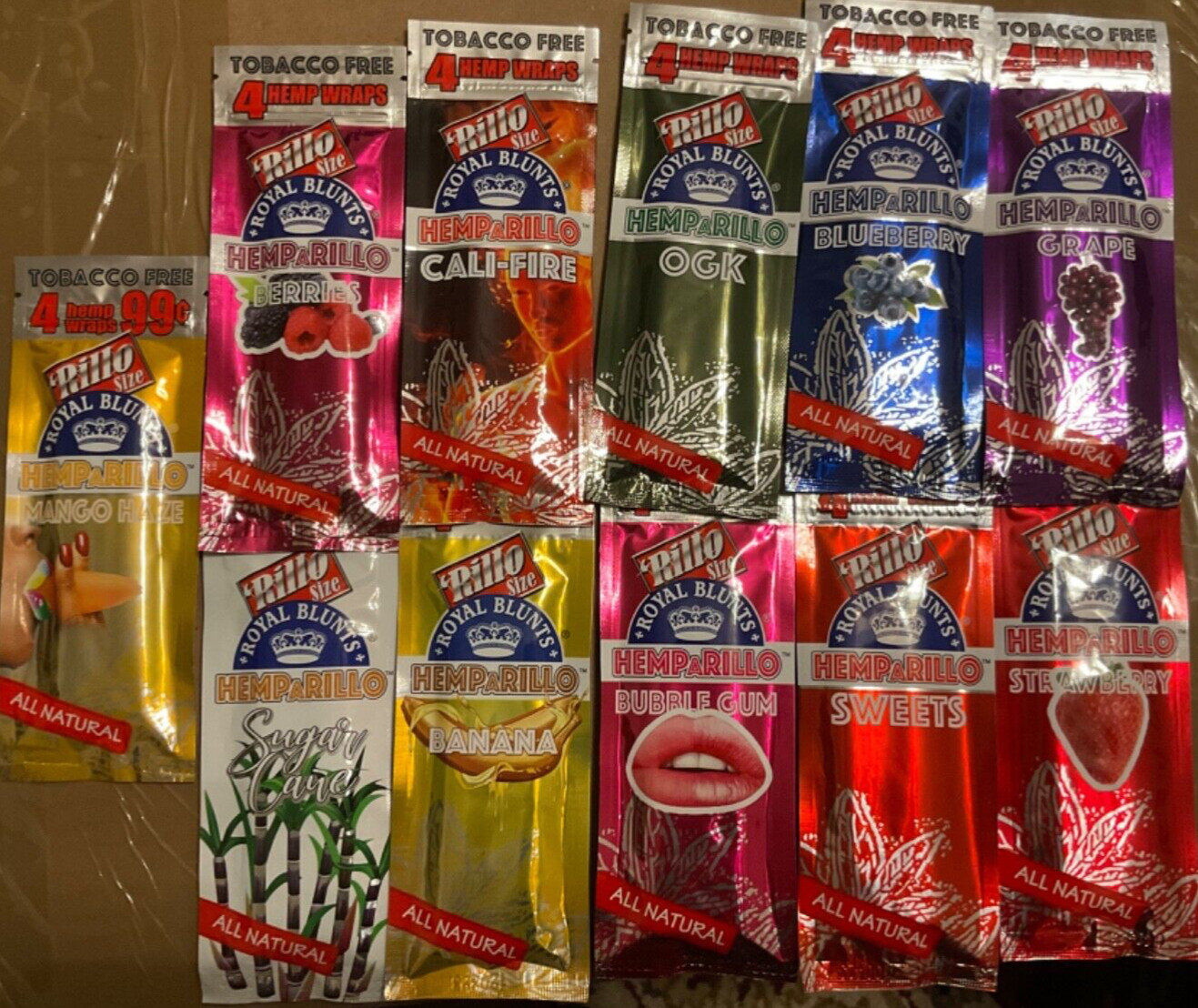 Royal Rillo Herbal Papers Mixed Flavor Lot 11/4ct Packs=44pc