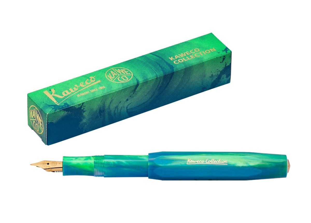 Kaweco COLLECTION Fountain Pen Marble Ocean , EF/F/M/B/BB Nib with Clip Gold