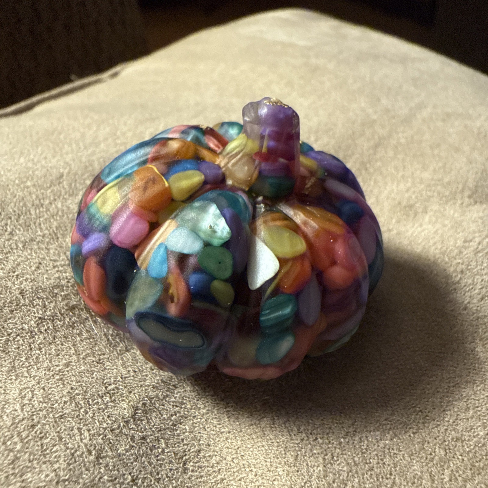 Bohemian Style Multi Colored Crystal Resin Gemstone Pumpkin Figurine