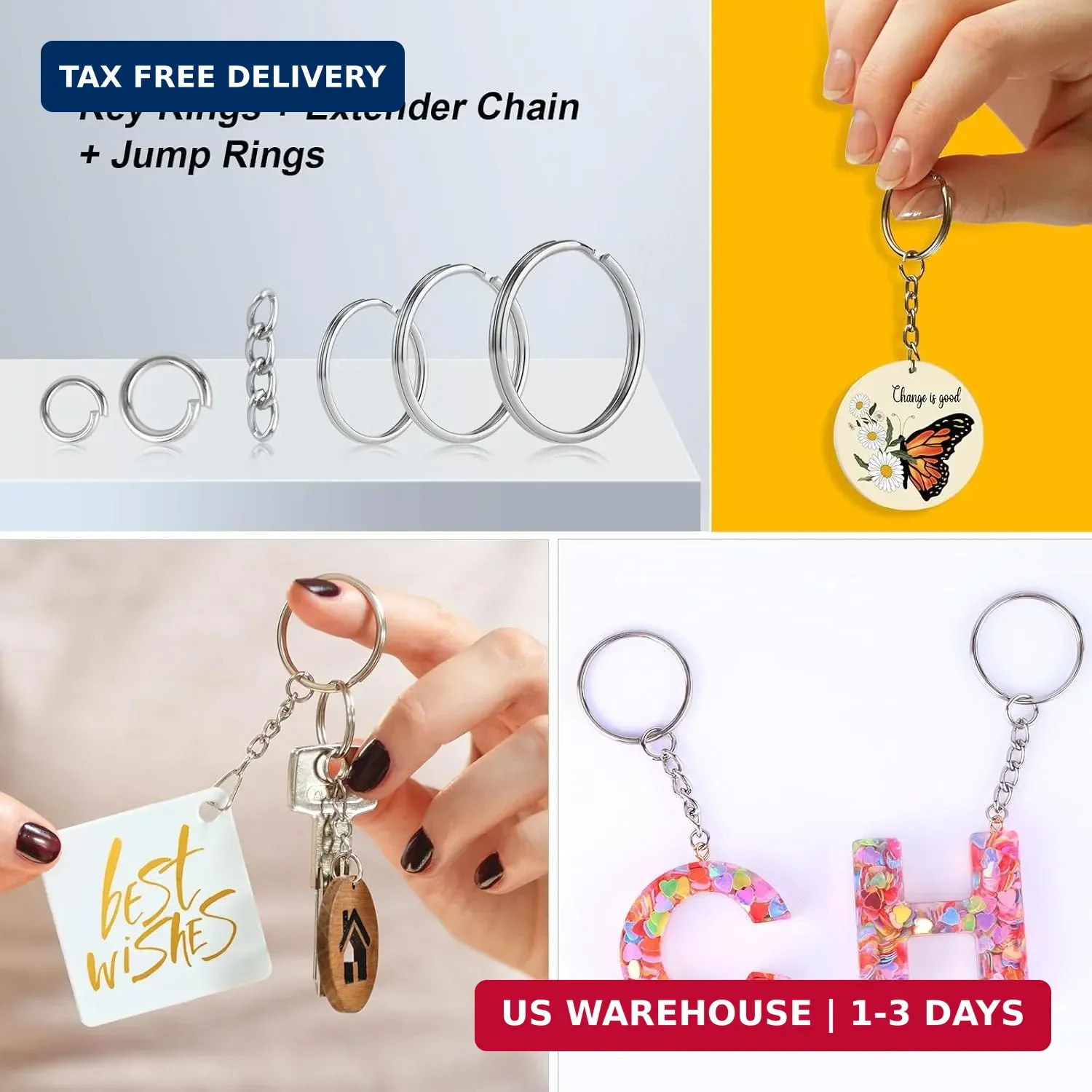 523PCS Keychain Making Kit, Keychain Making Supplies Including Keychains Clips H