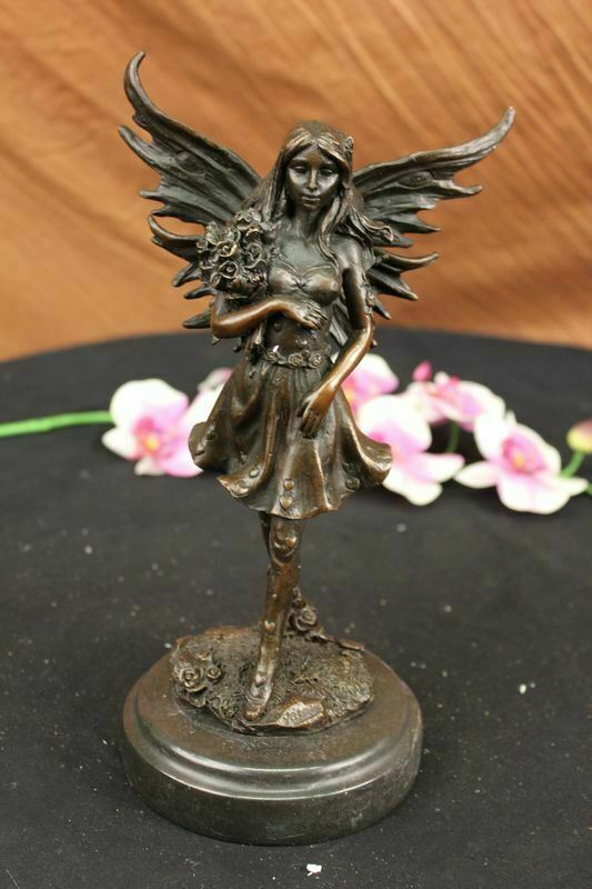 Western Art Deco Bronze Young Women Girl Belle Flower Fairy Maiden Sculpture