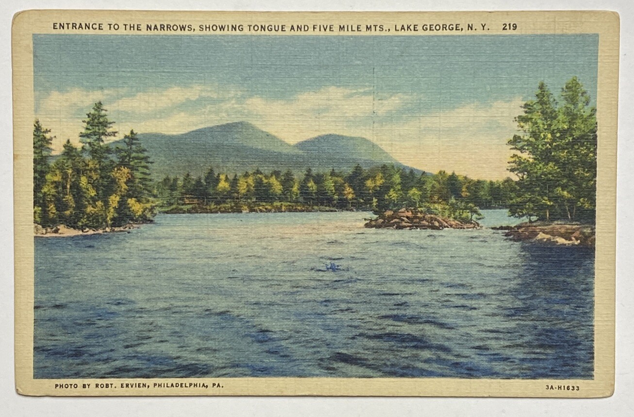 Vintage Postcard, Entrance to Narrows, Lake George NY, Adirondacks