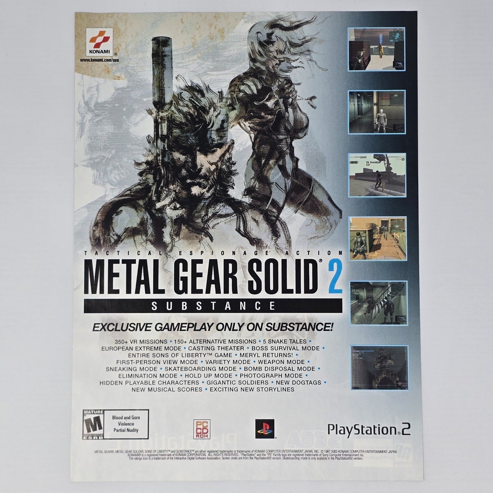 Metal Gear Solid 2 Substance PlayStation 2 PS2 PC Authentic Magazine Ad