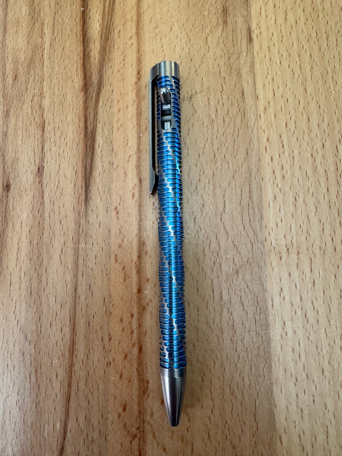 Magnus Clickshift V4 Helix Mid Blue Titanium Machined Pen