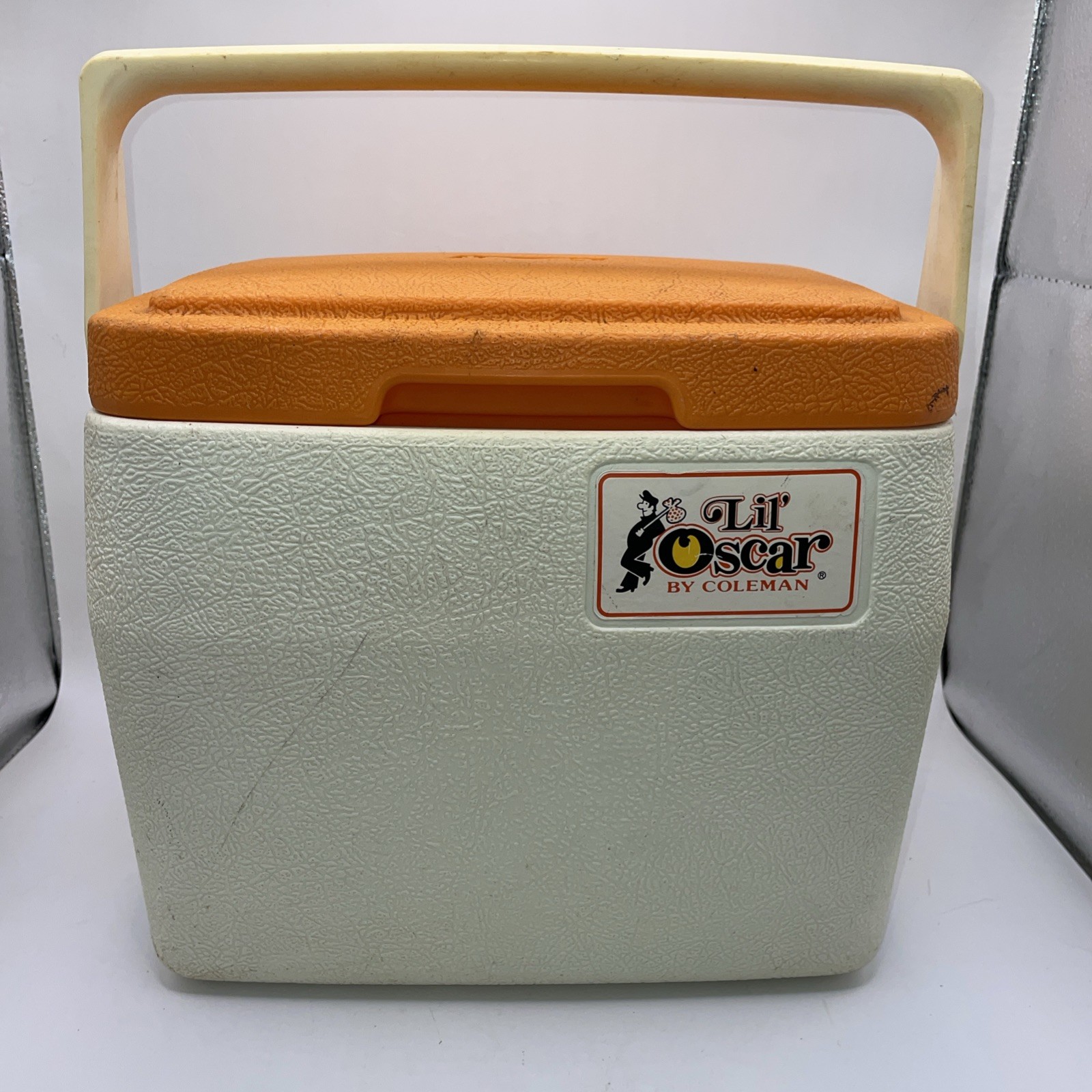 Vtg Lil’ Oscar By Coleman 5272 Personal Cooler Orange Lid Cup Holder 1979 USA