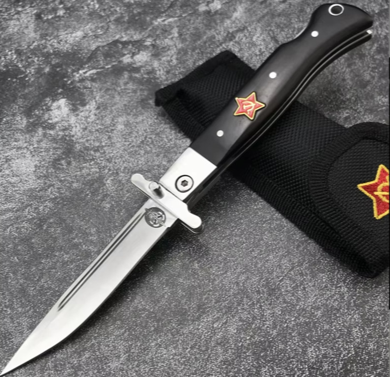 Russian Finka Manual Folding Knife Functional Collectable-handle color is Brown
