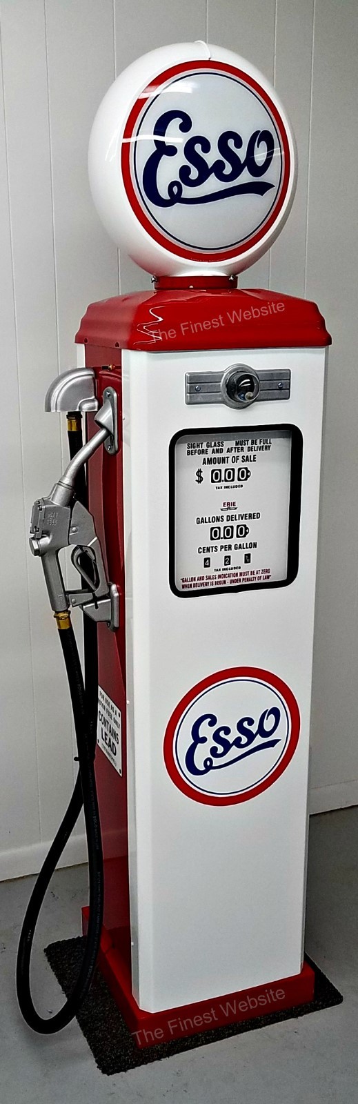 NEW REPLICA ESSO GAS PUMP – ANTIQUE OIL REPRODUCTION (WHITE & RED) – FREE SHIP*