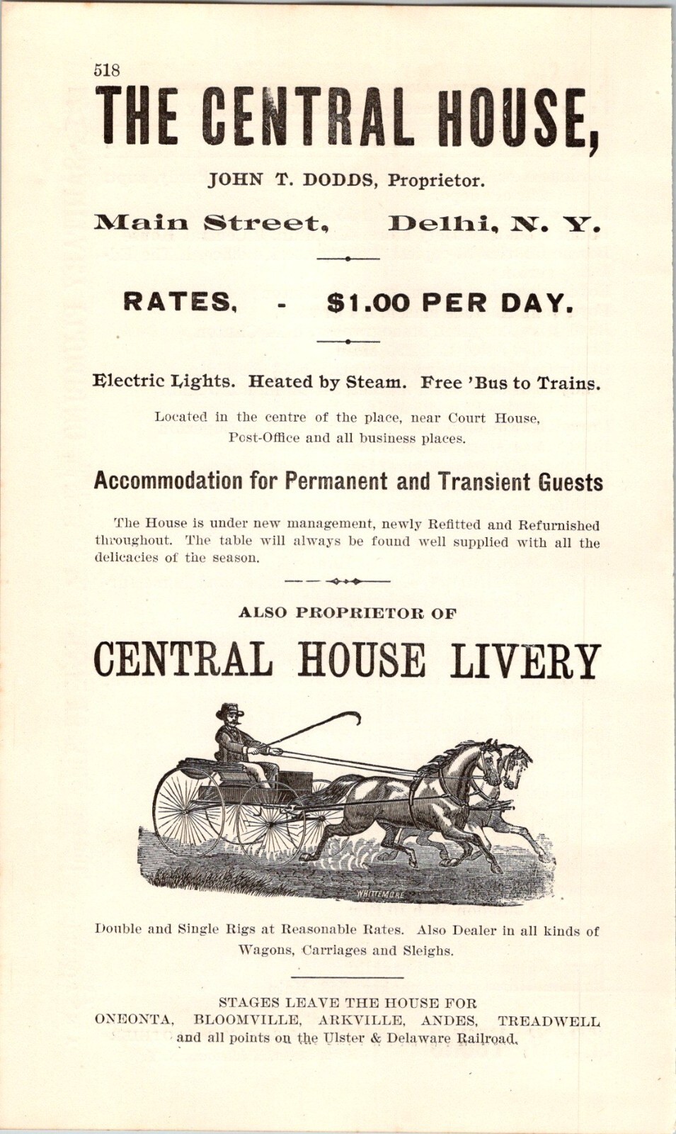 1900 The Central House Accommodation for Permanent & Transient Guest DELHI NY