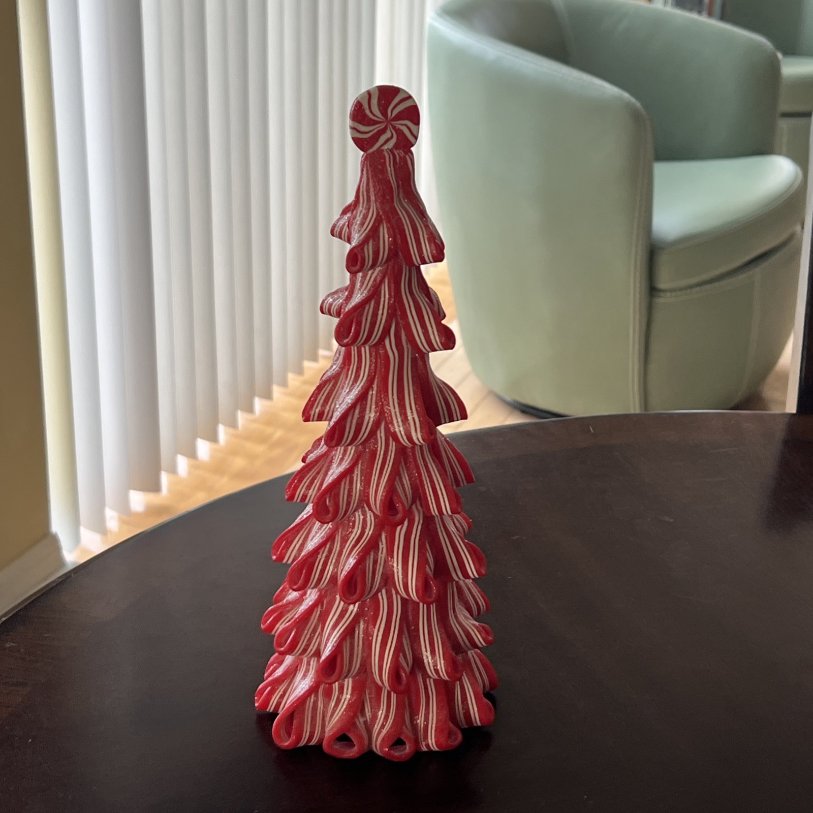 Red And White Peppermint Candy Christmas Tree Table Decor – 12”
