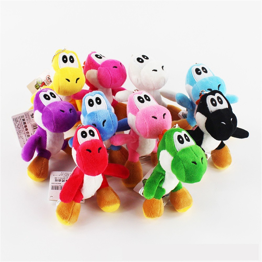 10pcs Yoshi 10CM Bag Pendant Keychain Super Mario Bros Plush Doll Toy #SM