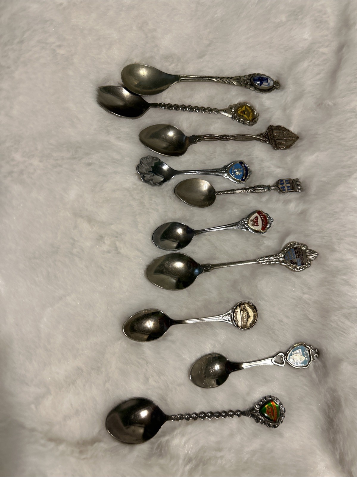 Vintage Collectible Souvenir Set Of 10 Spoons