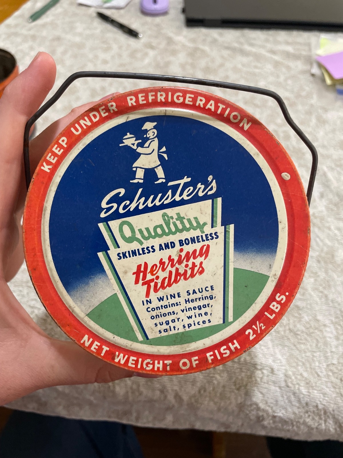 Schuster’s Quality Herring Tidbits 2.5 Pounds Glass Jar From Wisconsin