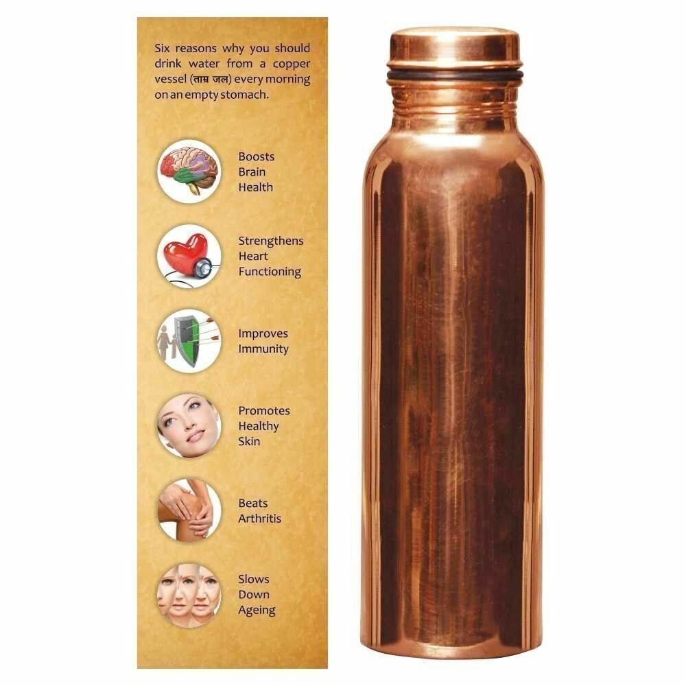 Pure Copper Water Bottle For Ayurveda Health Yoga Benefits 1000 ml