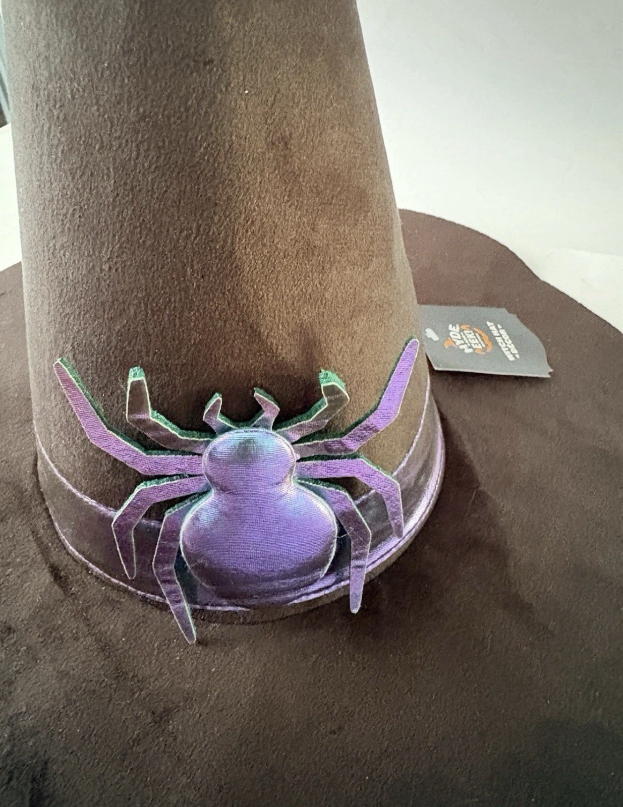 Target Hyde & Eek 12″ Witch Hat Tabletop Halloween Black Iridescent Spider ~ NEW