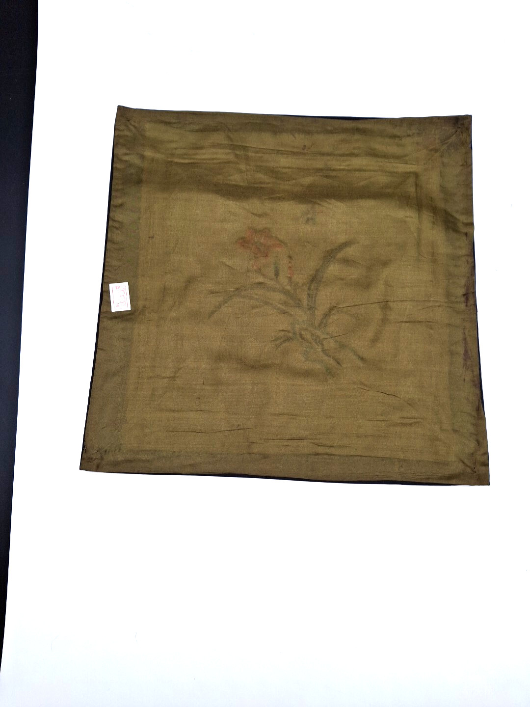 VTG Asian Silk Panel 13″ Square Hand Embroidered Flowers Butterfly NEW