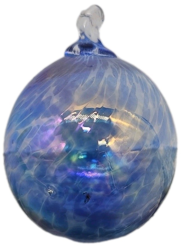 Irridescent Orb • Hand Blown Glass Ornament • Blue/Purple Ball [122]