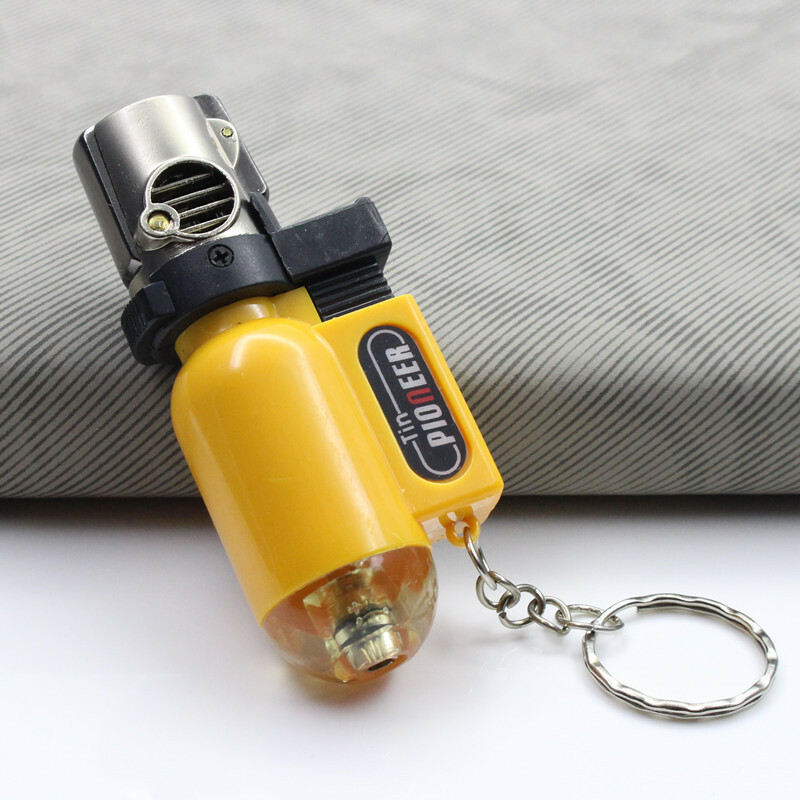5 PACK Mini Gas Lighter Windproof Blue Flame Jet Torch Lighters with Keychain