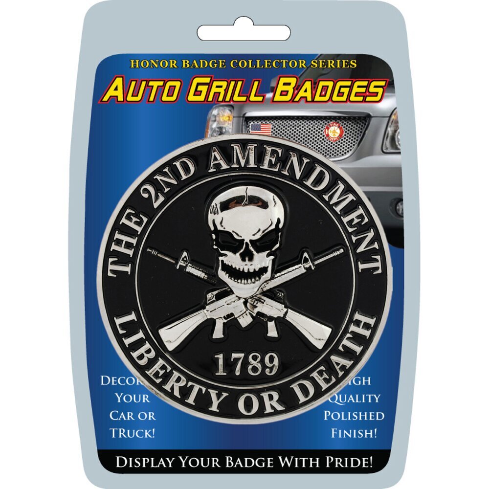 Auto Grille Metal Badge 3″ 2nd Amendment Liberty Or Death