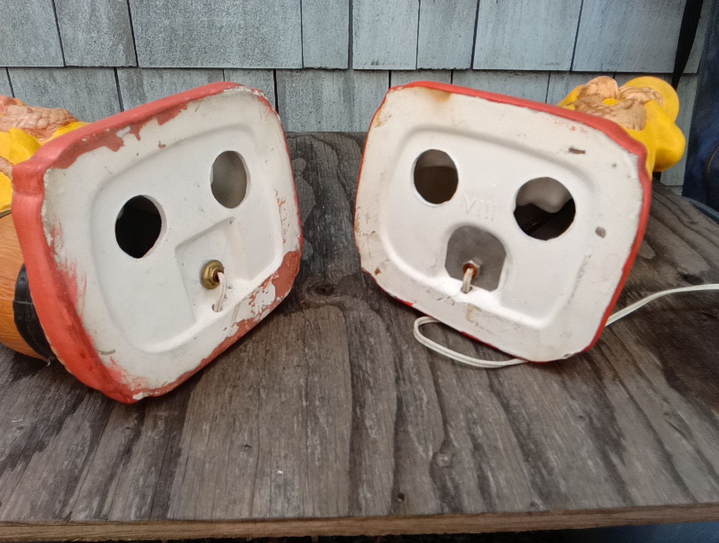 TWO VTG V. RARE MATCHING CHALKWARE Sailors, Longshoreman, Dock Worker 30″ LAMPS