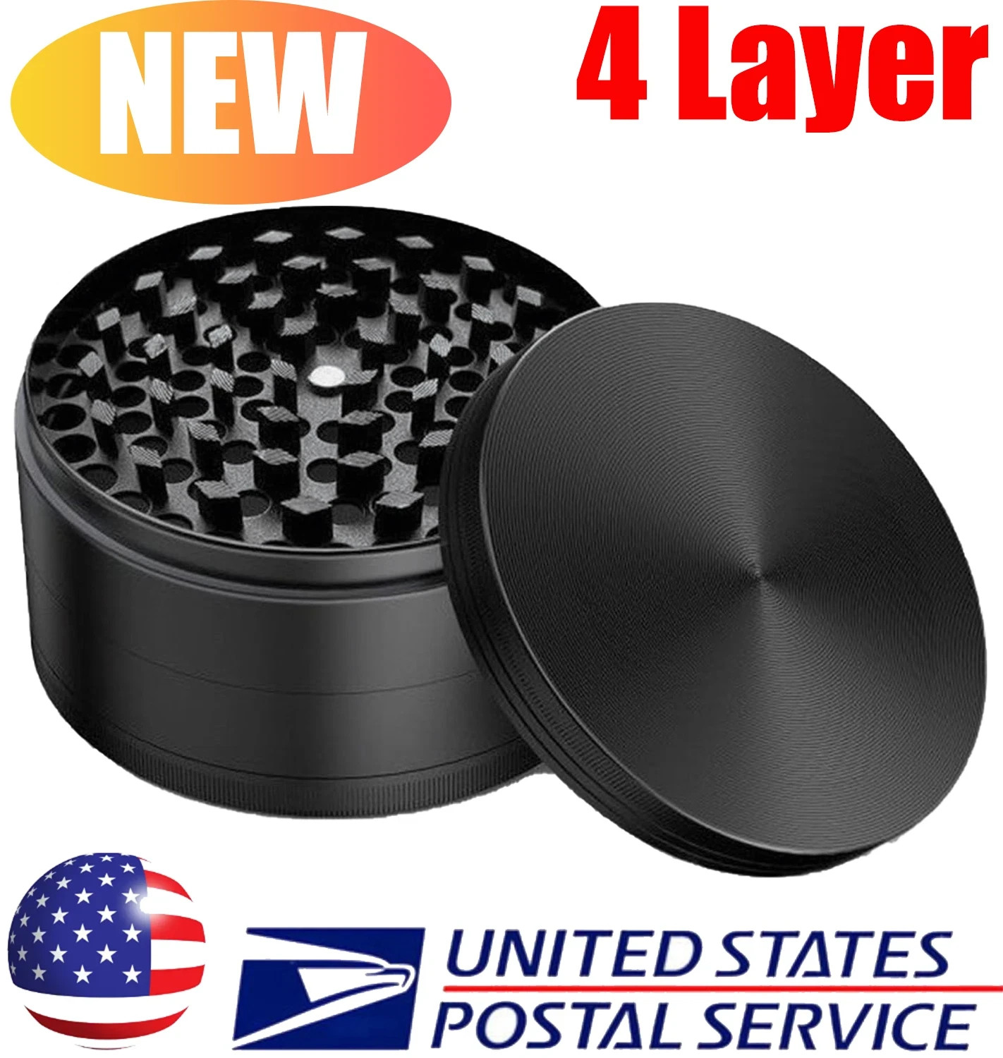 4 Layer 2 inches LARGE Portable Zinc Alloy Grinder Herb Spice Tobacco Grinder US