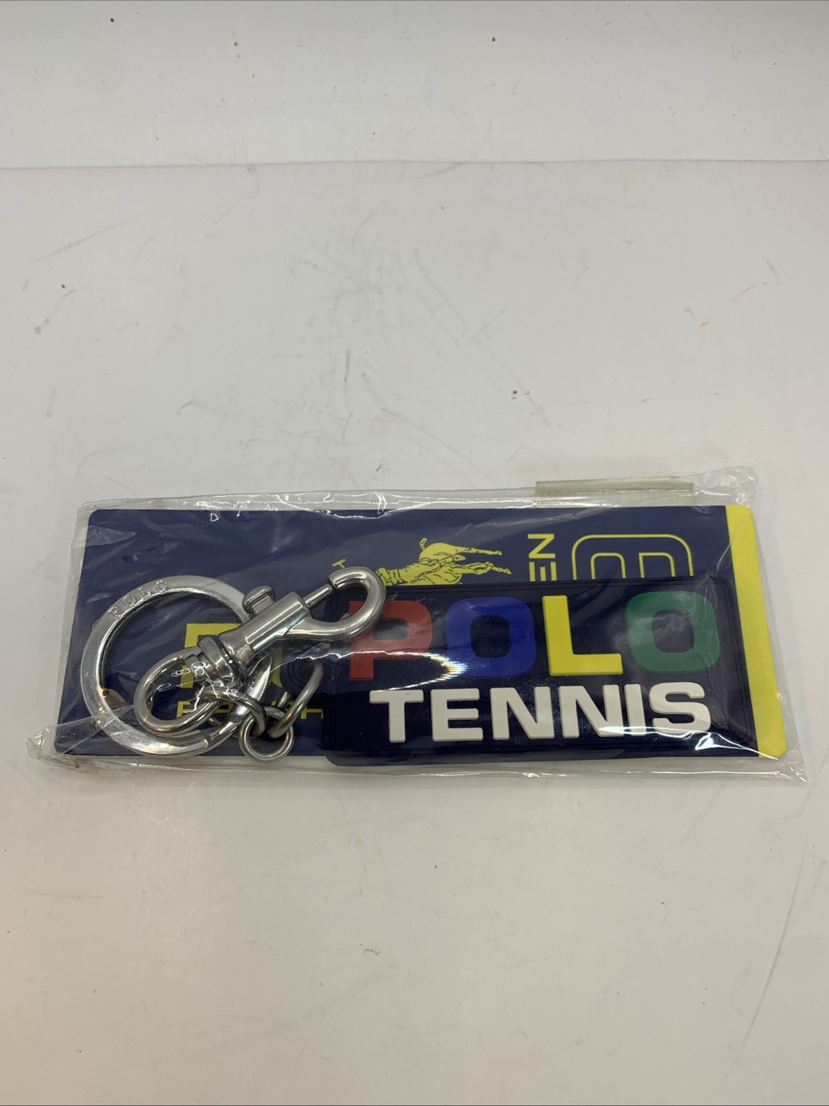 Ralph Lauren 2019 Polo Tennis Multi Metal & Rubber Logo Keychain NWT Sealed Rare