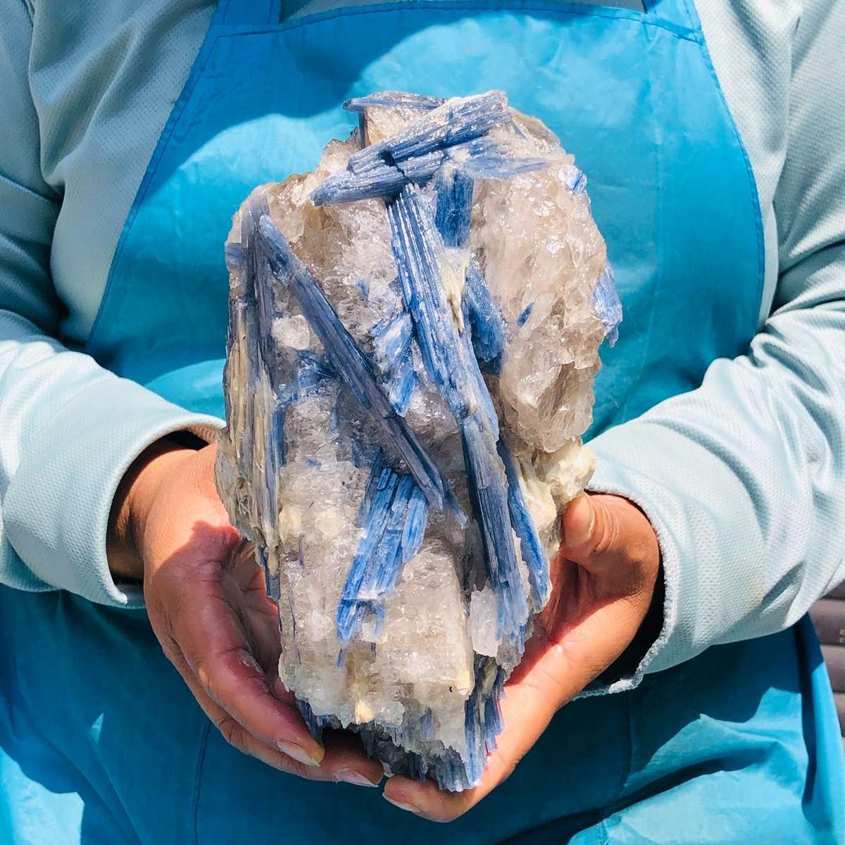 4.55LB Natural Beautiful Blue Kyanite With Quartz Crystal Specim Healing