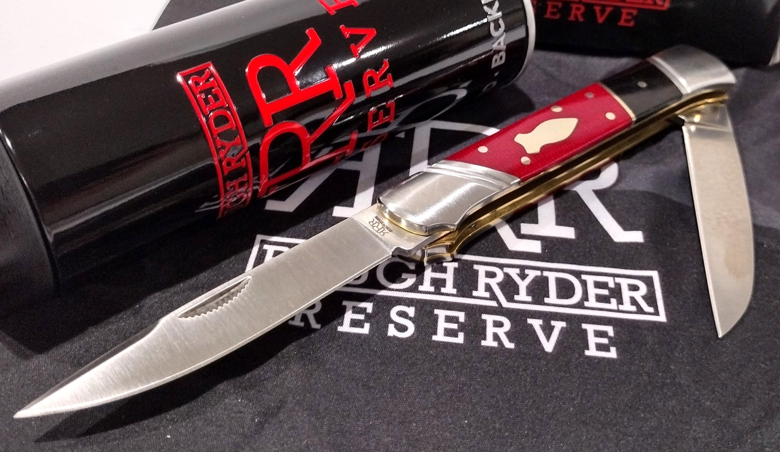 Rough Ryder Reserve Black Red Canvas Micarta Panta 2 Blade Pocket Knife RRR043