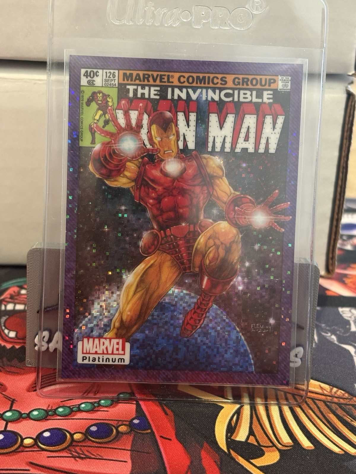 Iron Man – 2023 Upper Deck Marvel Platinum #Wi34 Purple Pixels /35