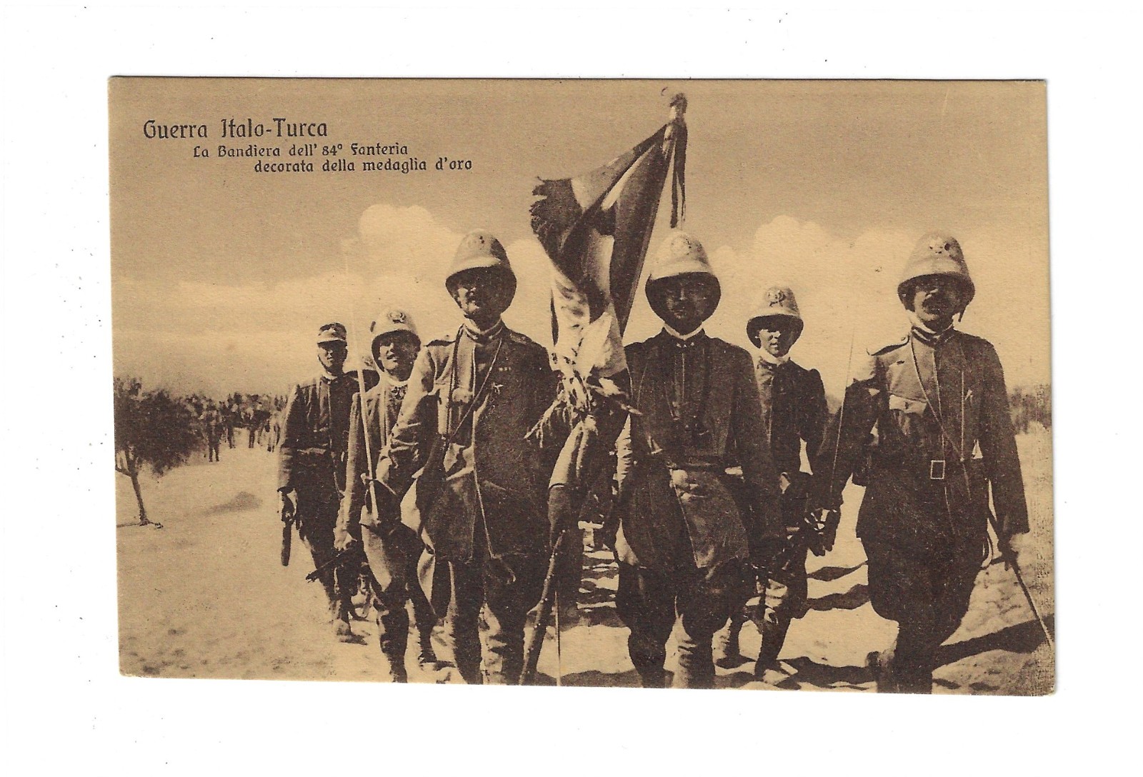 Italian Military RPPC Postcard Italo-Turkish Libyan War 84th Infantry Flag 2712