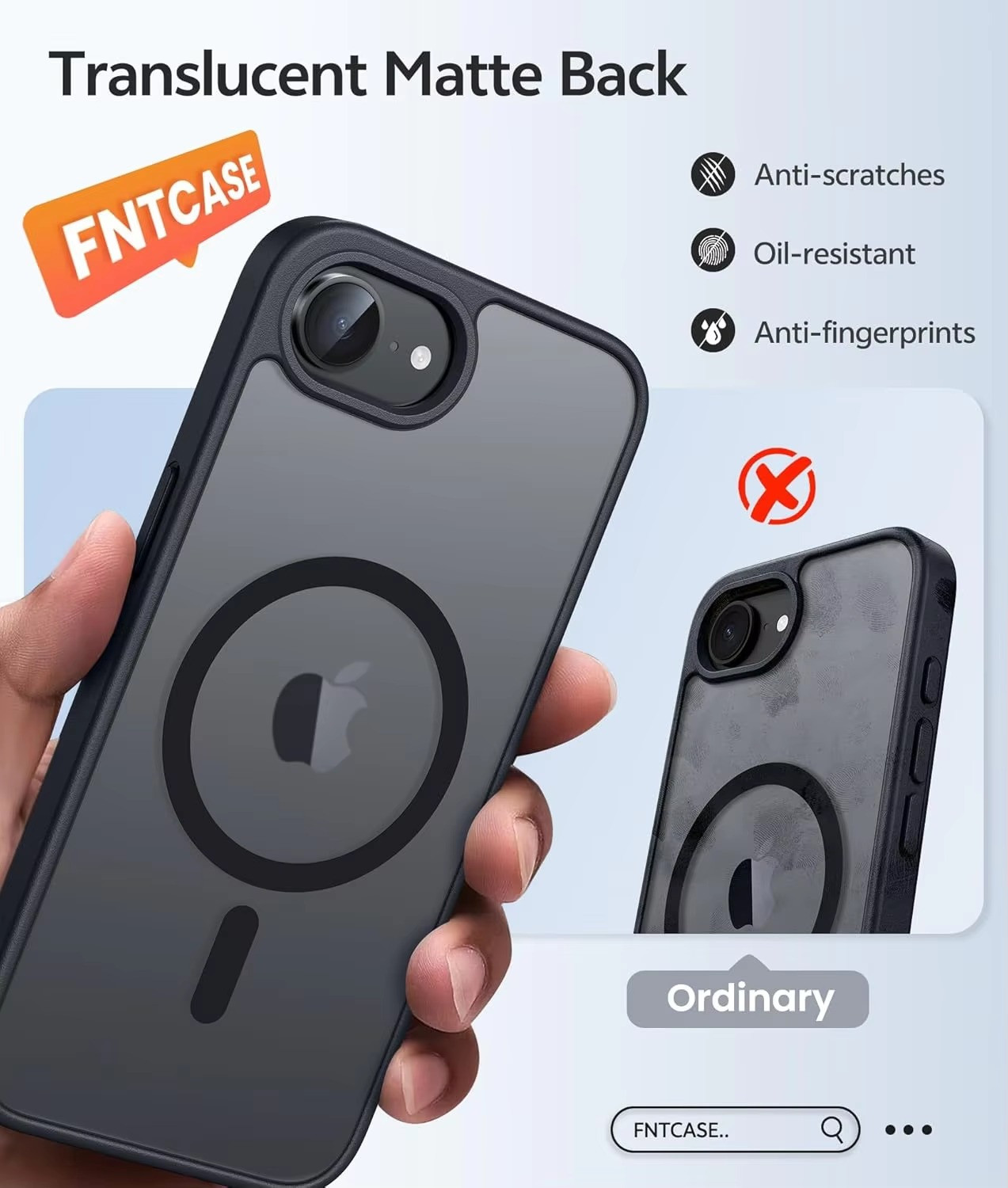 iPhone 16e Magnetic Matte Shockproof Case with Screen Protector Black