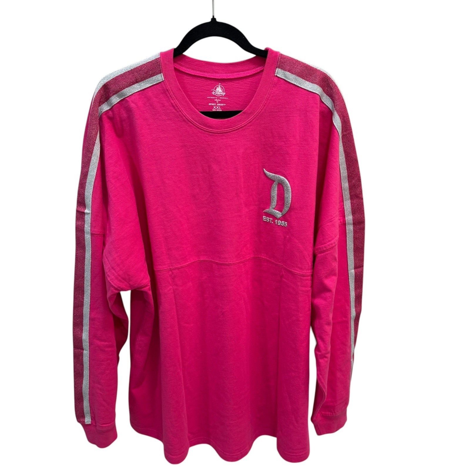 Disneyland Resort Women 2XL Spirit Jersey Pink Silver Glitter Disney Striped NWT