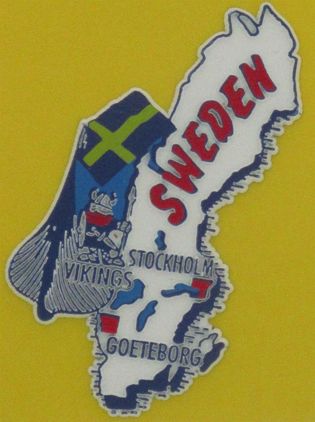 NEW ODIN LTD SCANDINAVIAN SWEDISH COUNTRY SHAPED MAGNET FLAG SWEDEN CITIES