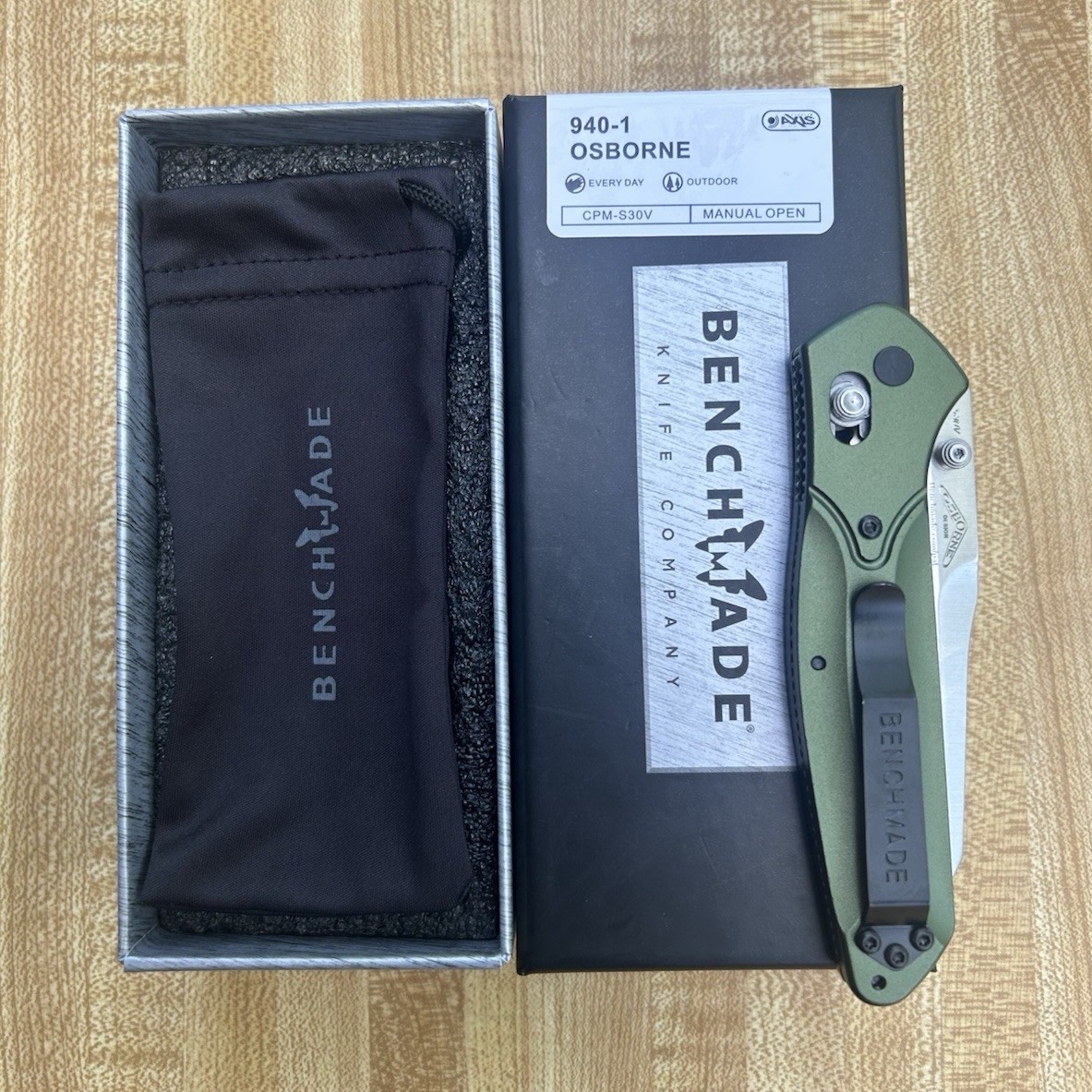Benchmade 940-1 Osborne Axis Lock Pocketknife CPM-S30V Reverse Tanto Green