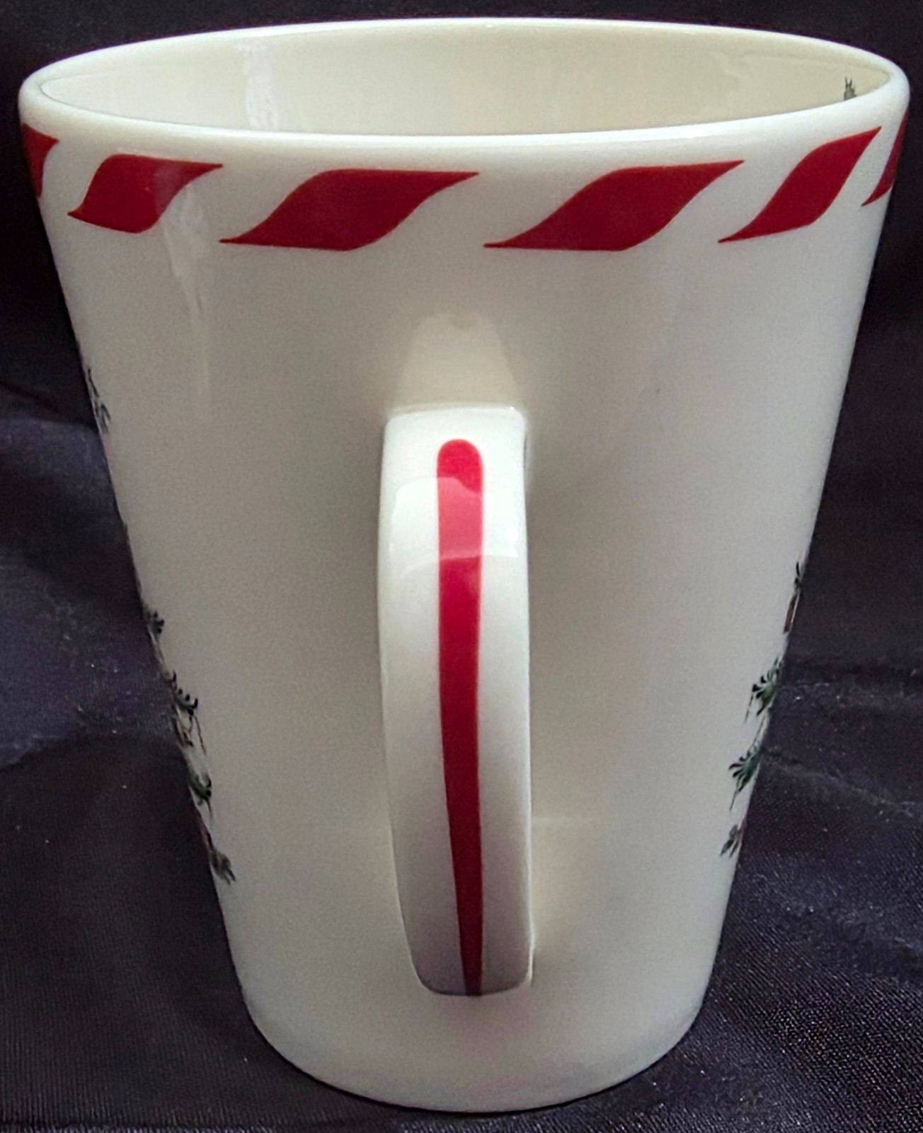 Spode Christmas Tree striped PEPPERMINT MUG jumbo oversize coffee cup 4.625″H