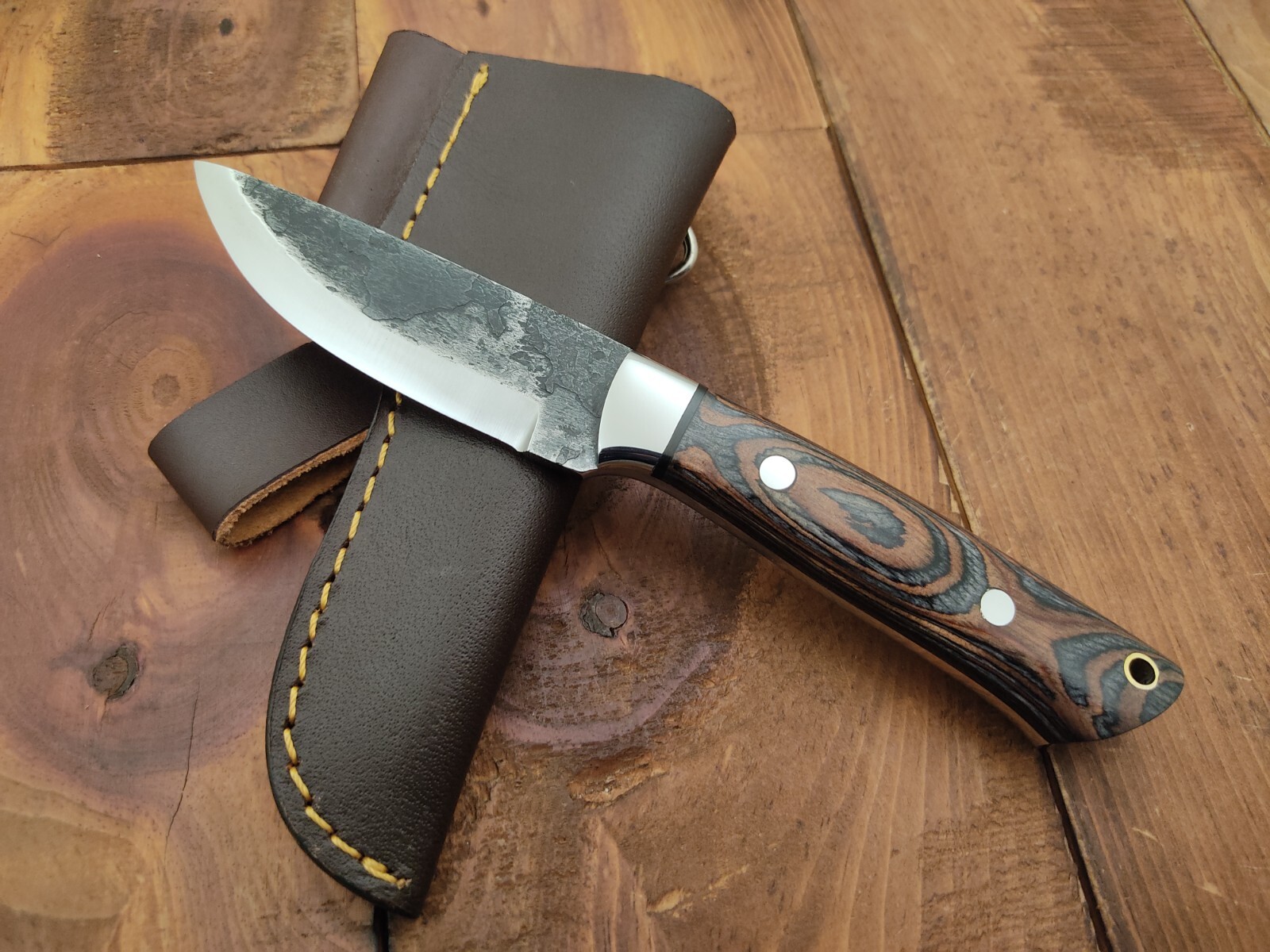 9″ Custom Handmade Carbon Steel Fixed Blade Scandi Grind BushCraft Hunting Knife