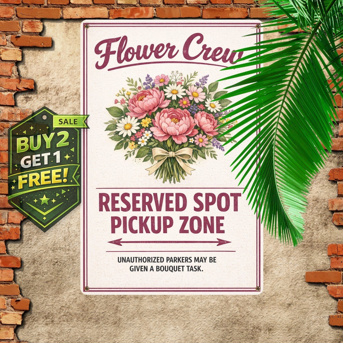 Florist Parking Only Novelty Flower Shop 8×12 Metal Sign Garden Wall Decor