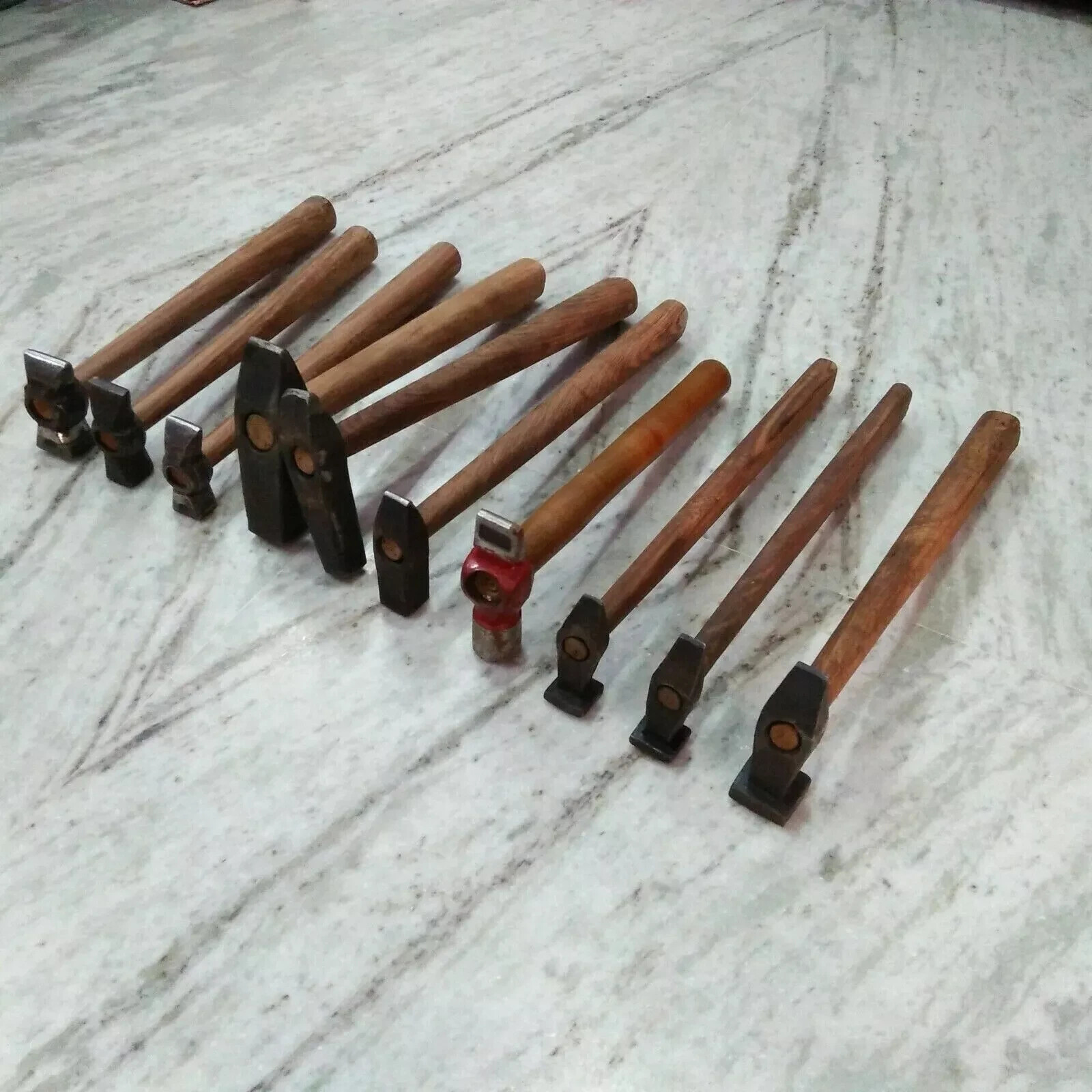Set of 10 Black Iron Blacksmith Hammers 6.4kg Handmade Heavy Duty Forging Tools