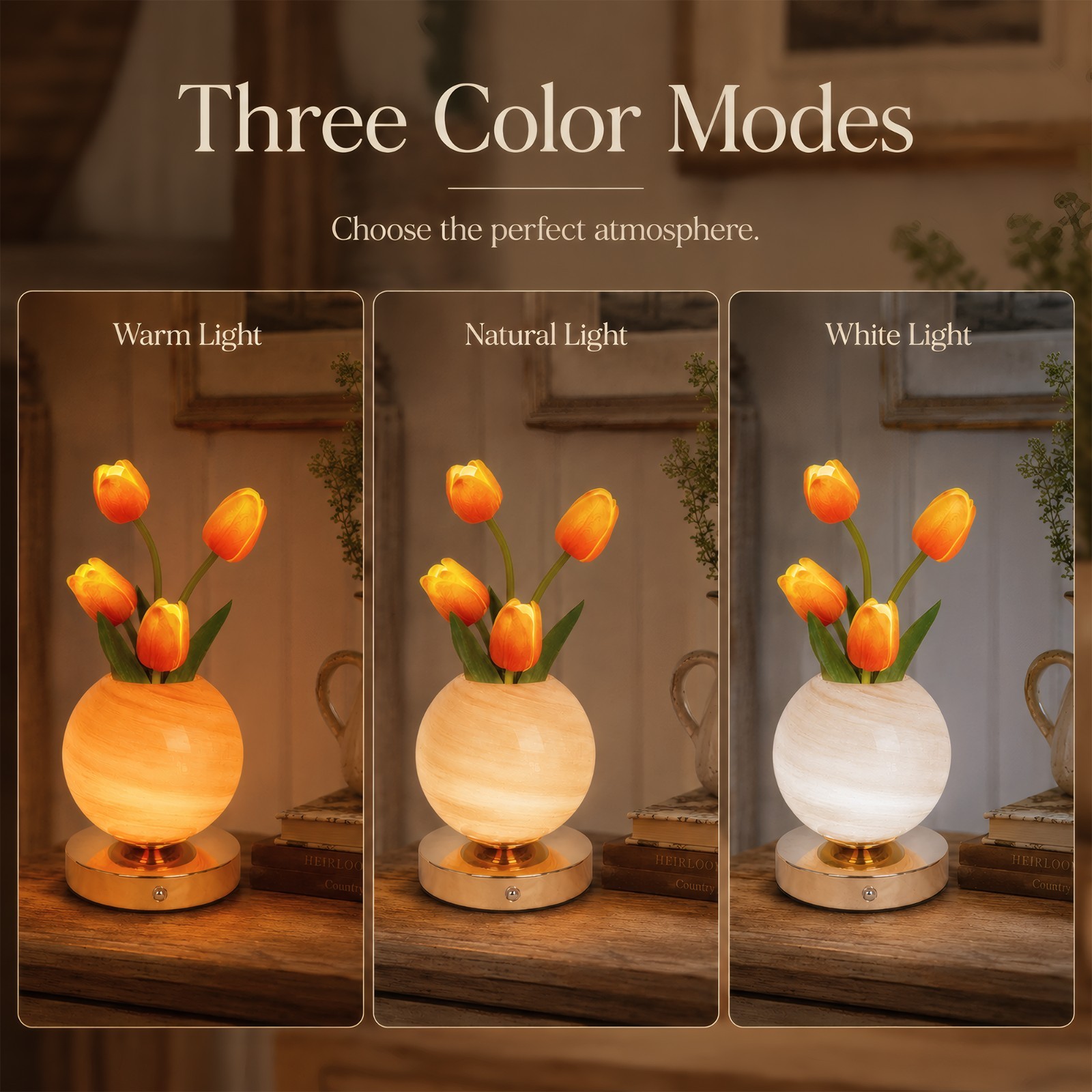 Mini Orange Tulip Table Lamp, 5in Living Room/foyer Home Decoration Lighting,New