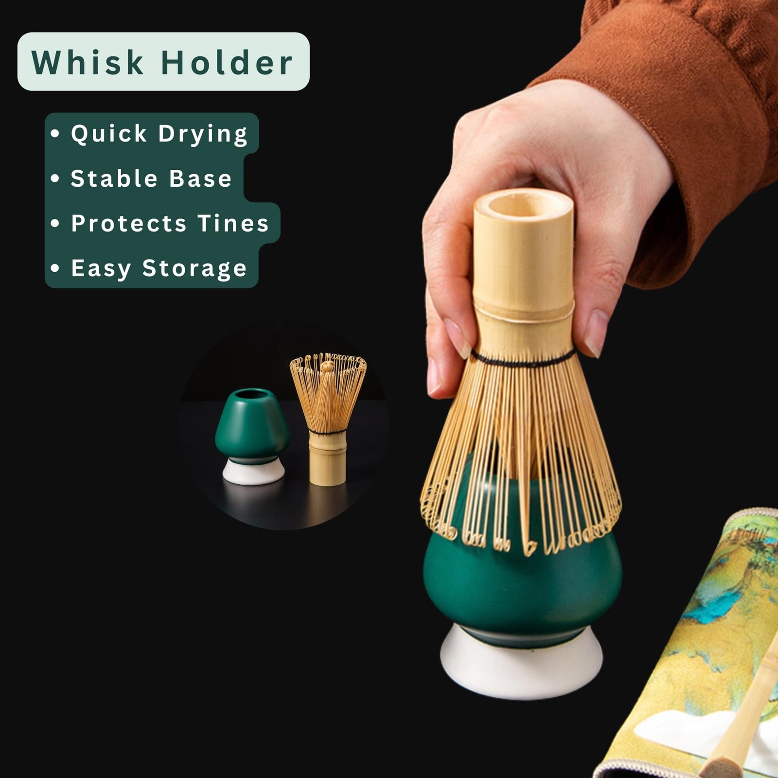 7PCS Ceramic Matcha Set – Traditional Japanese 9.85*7.87*4.52, Dark Green