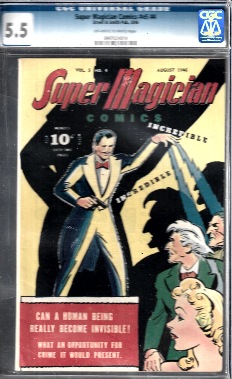 SUPER MAGICIAN 5#4 CGC 5.5 FINE- COMIC 1946 BLACKSTONE