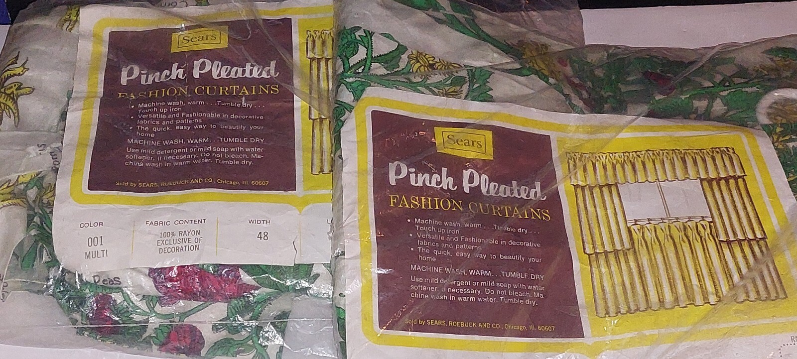 Sears Pinch Pleated Fashion Curtains Lot Of 2 (1) Sealed