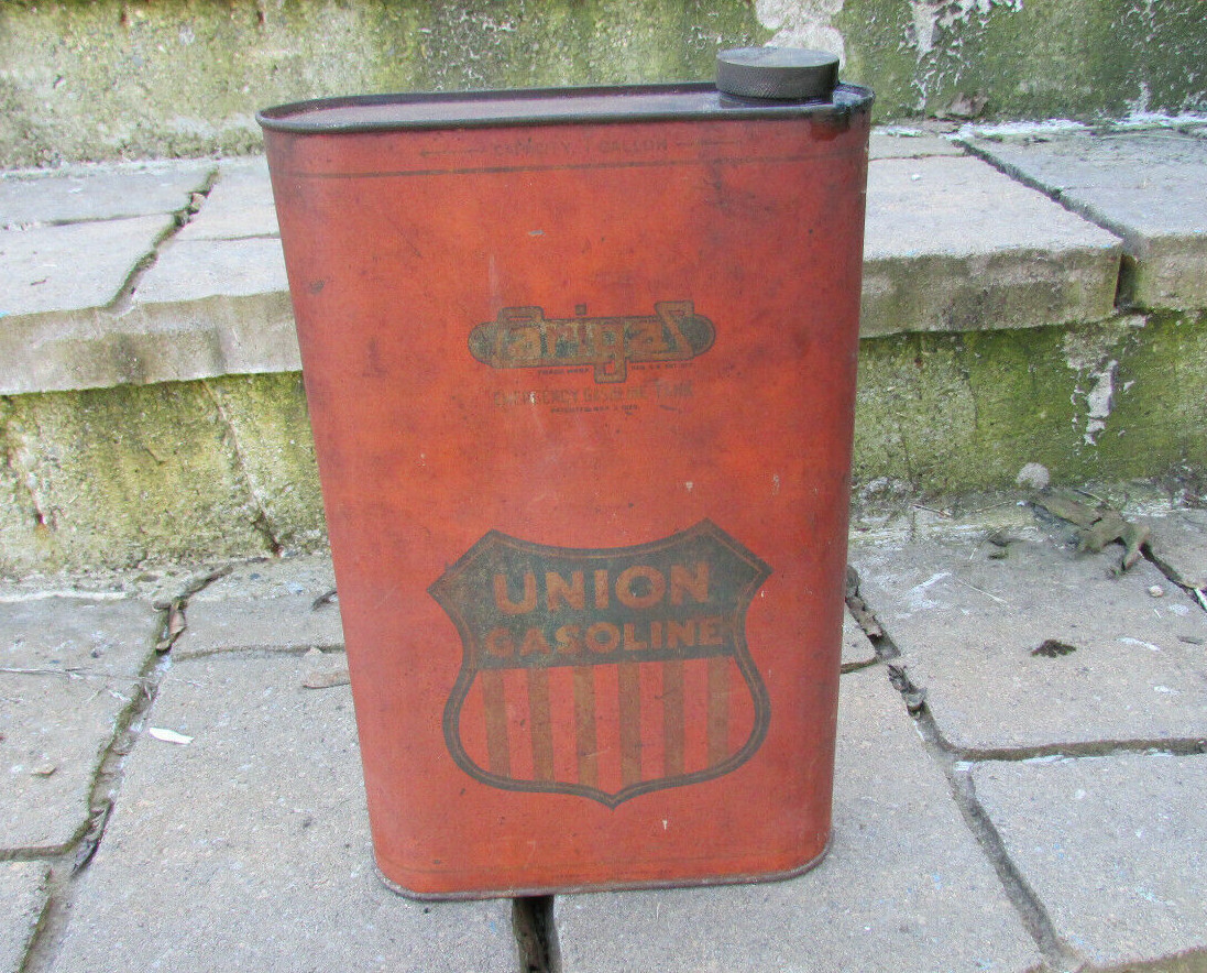 Vintage 1925 Union Gasoline Carigas Emergency Gas Can Tank 1 gallon – very rare!