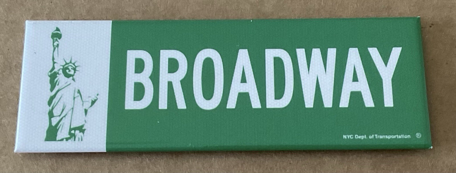 Broadway Replica Street Sign on a 4.5” X 1.5” Fridge Magnet