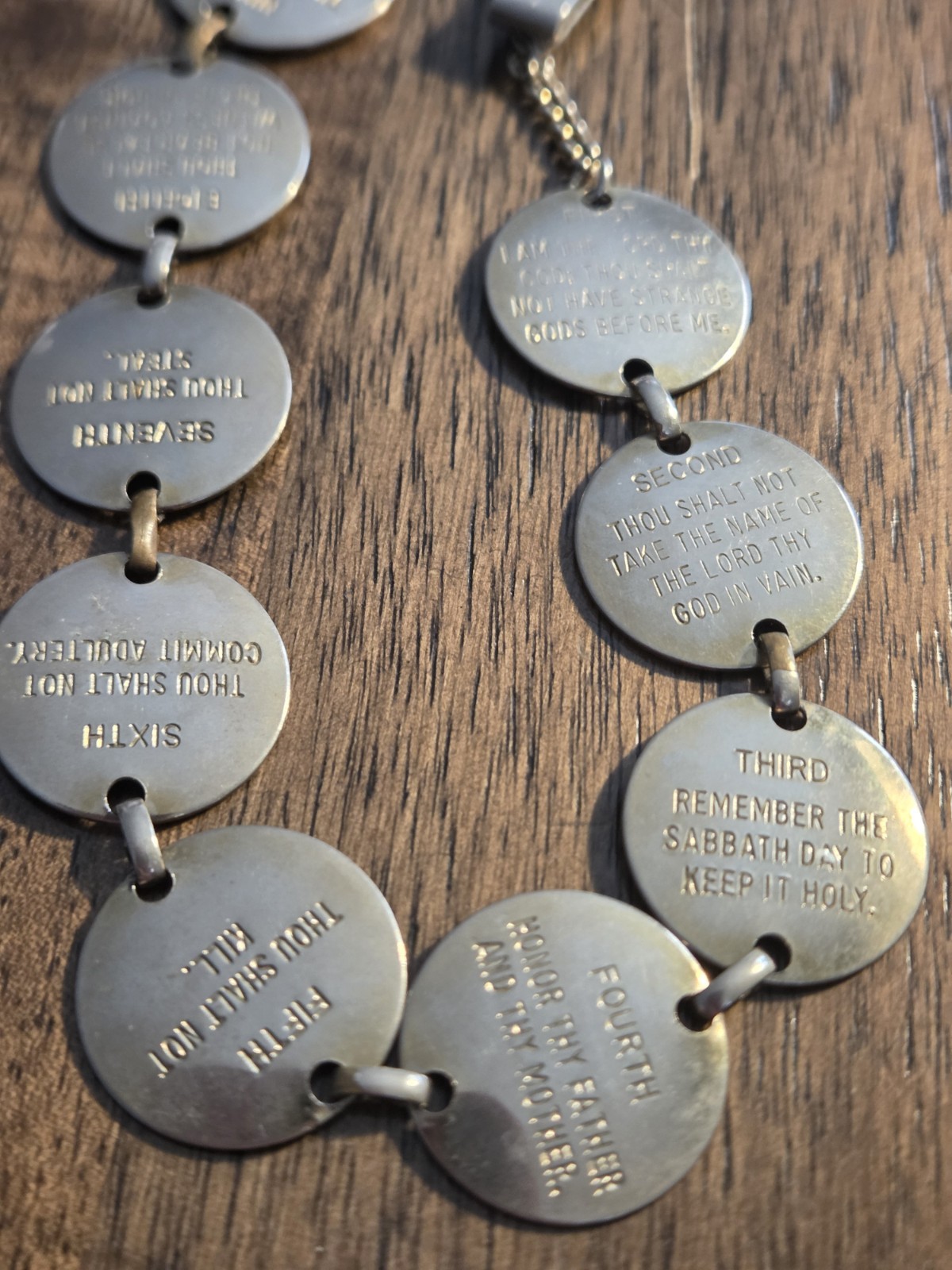 10 commandments charm bracelet 1950’s Adjustable Up To 9 Inches. Silver Tone