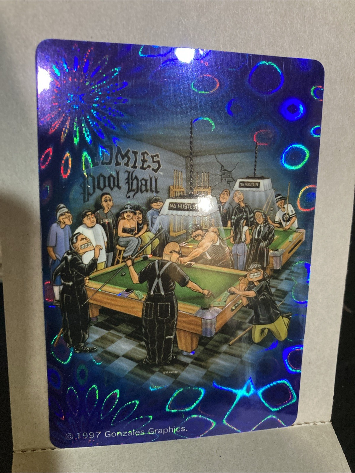 VINTAGE HOMIES Pool Hall LOWRIDER 1997 STICKER VENDING MACHINE RARE 2.5″ x 3.5″