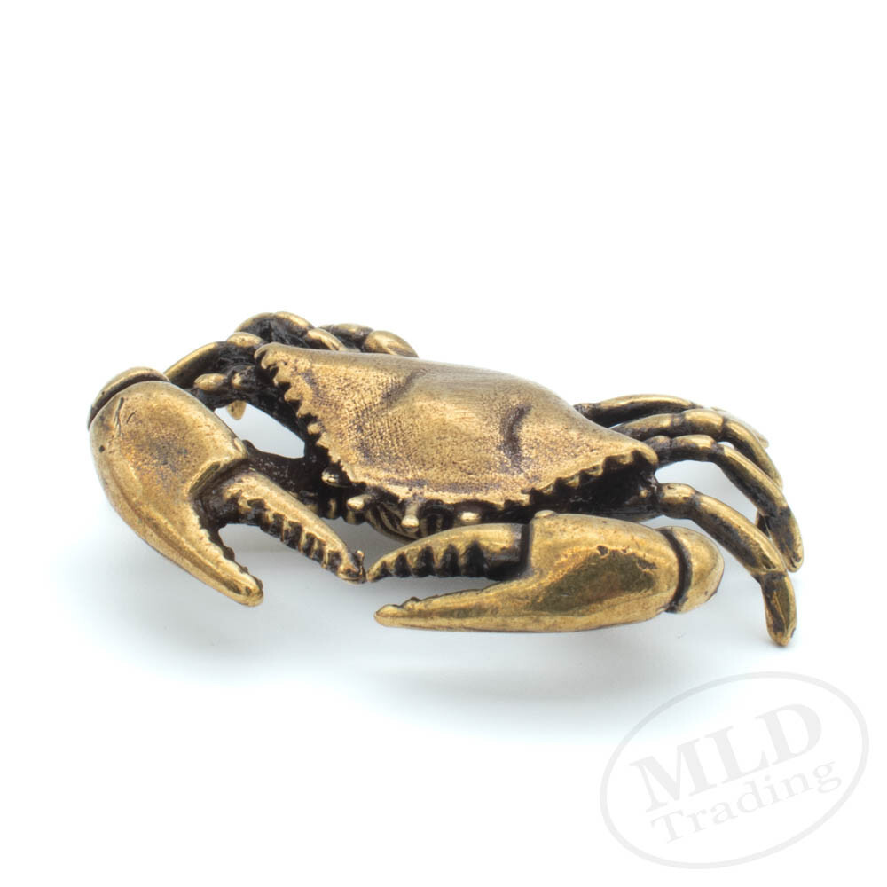 Mini Solid Brass Crab Figurine 1.85″ – Nautical Decor, Coastal Beach Accent
