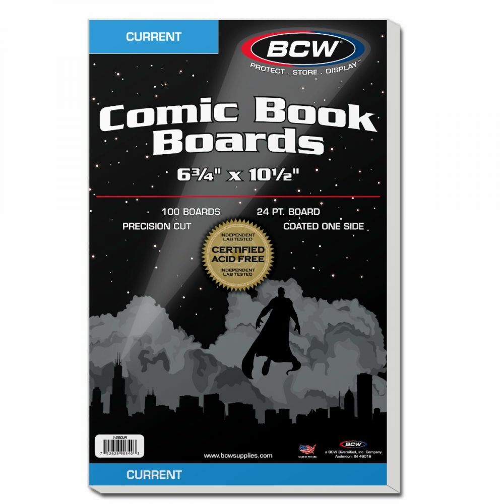 Pack of 100 BCW Current Backing Boards – Acid Free – White
