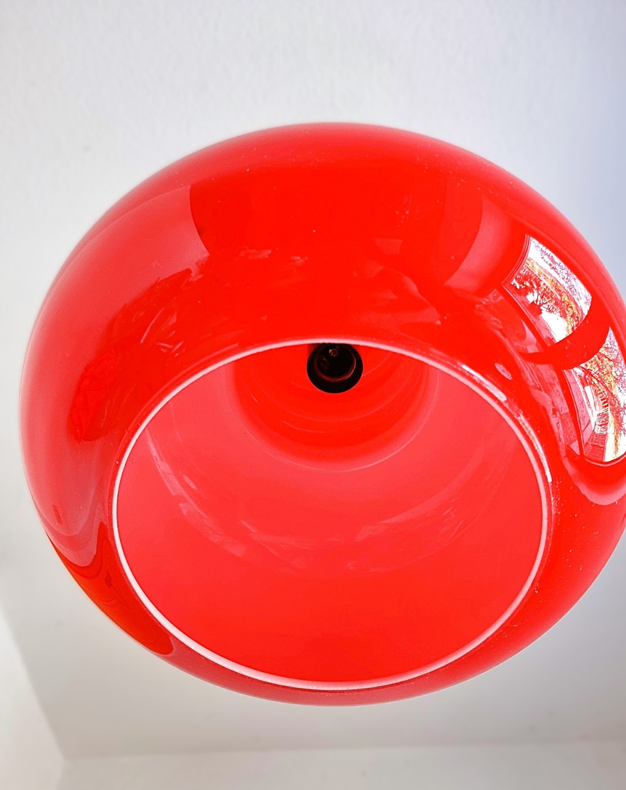 70s Vintage Glass Pendant Lamp by Peill & Putzler, Red 1970s